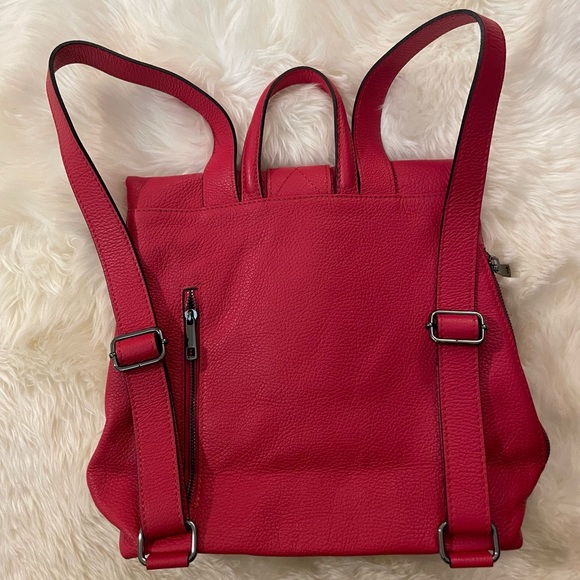 All Leather Women Backpack Travel Bag w/ zipper and safety buckle three pockets